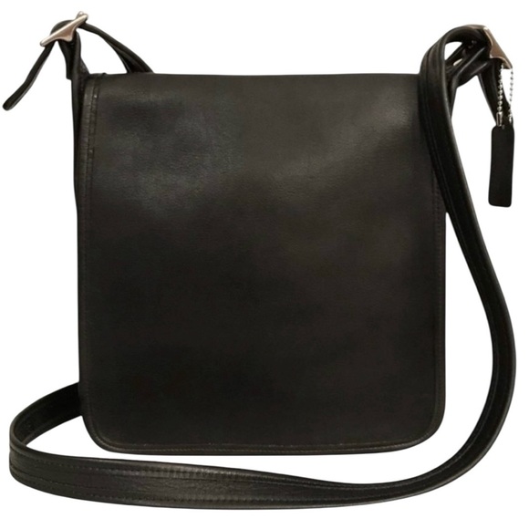 Vintage Coach 9135 Small‎ Hippie Leather Flap Bag Black Silver Hardware - Picture 1 of 12
